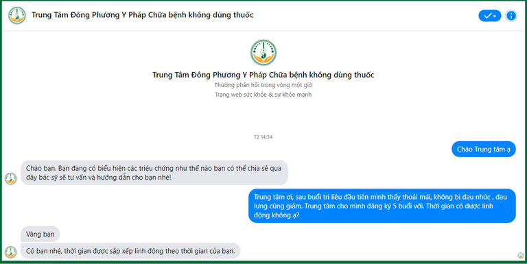 Bệnh nhân đặt thêm lịch trên Fanpage Đông phương Y pháp