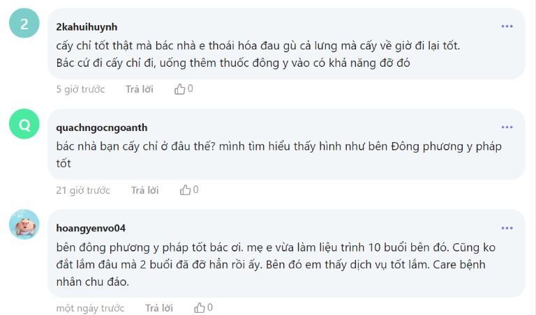 Bệnh nhân đánh giá hiệu quả phương pháp chữa xương khớp tại Đông phương Y pháp