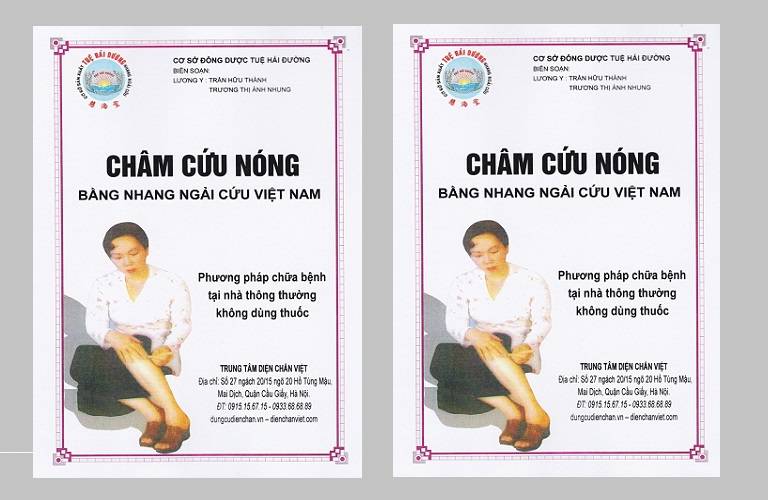 Trang bìa sách châm cứu nóng bằng nhang ngải cứu Việt Nam