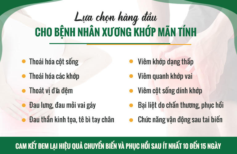 Các bệnh điều trị hiệu quả bằng liệu trình Đông phương Liệu cốt khang