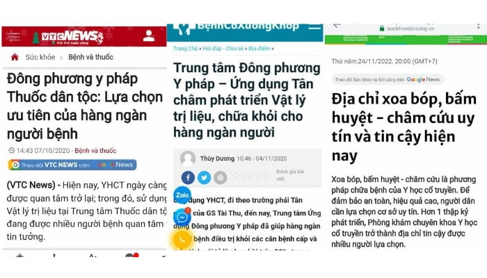 Nhiều đầu báo uy tín đánh giá cao về Trung tâm Đông Phương Y Pháp