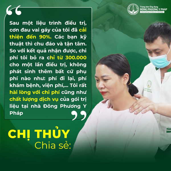 Chị Thủy trút bỏ gánh nặng đau vai gáy sau 10 ngày kiên trì sử dụng gói trị liệu tại nhà Đông Phương Y Pháp