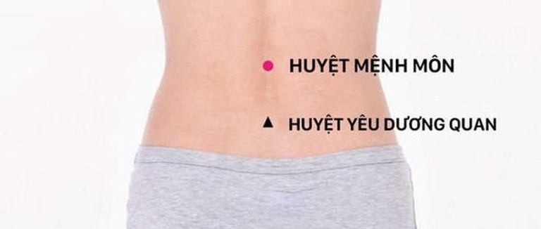  Huyệt Yêu Dương Quan ở bên dưới mỏm gai đốt sống lưng thứ 16