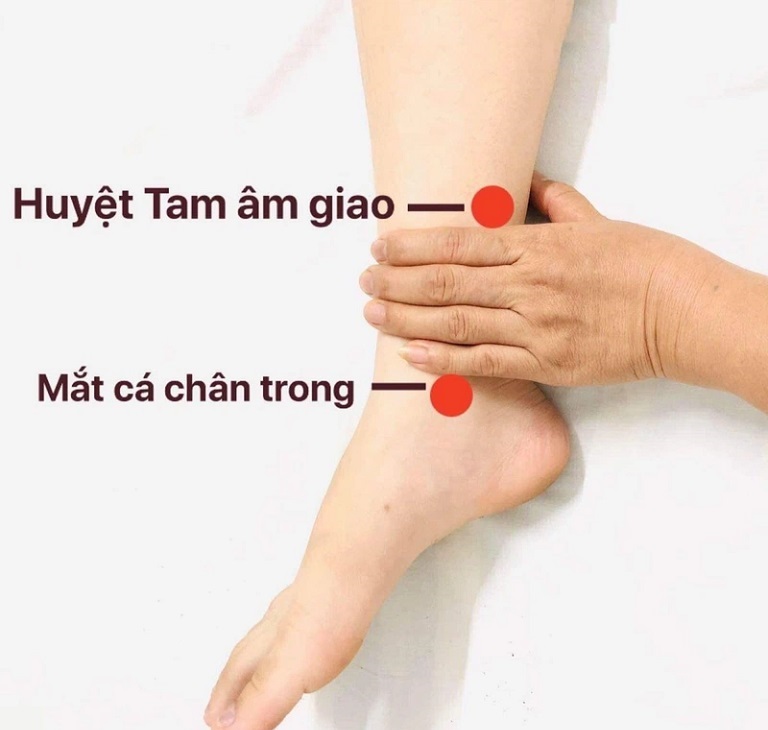 Vị trí của huyệt Tam Âm Giao trên cơ thể